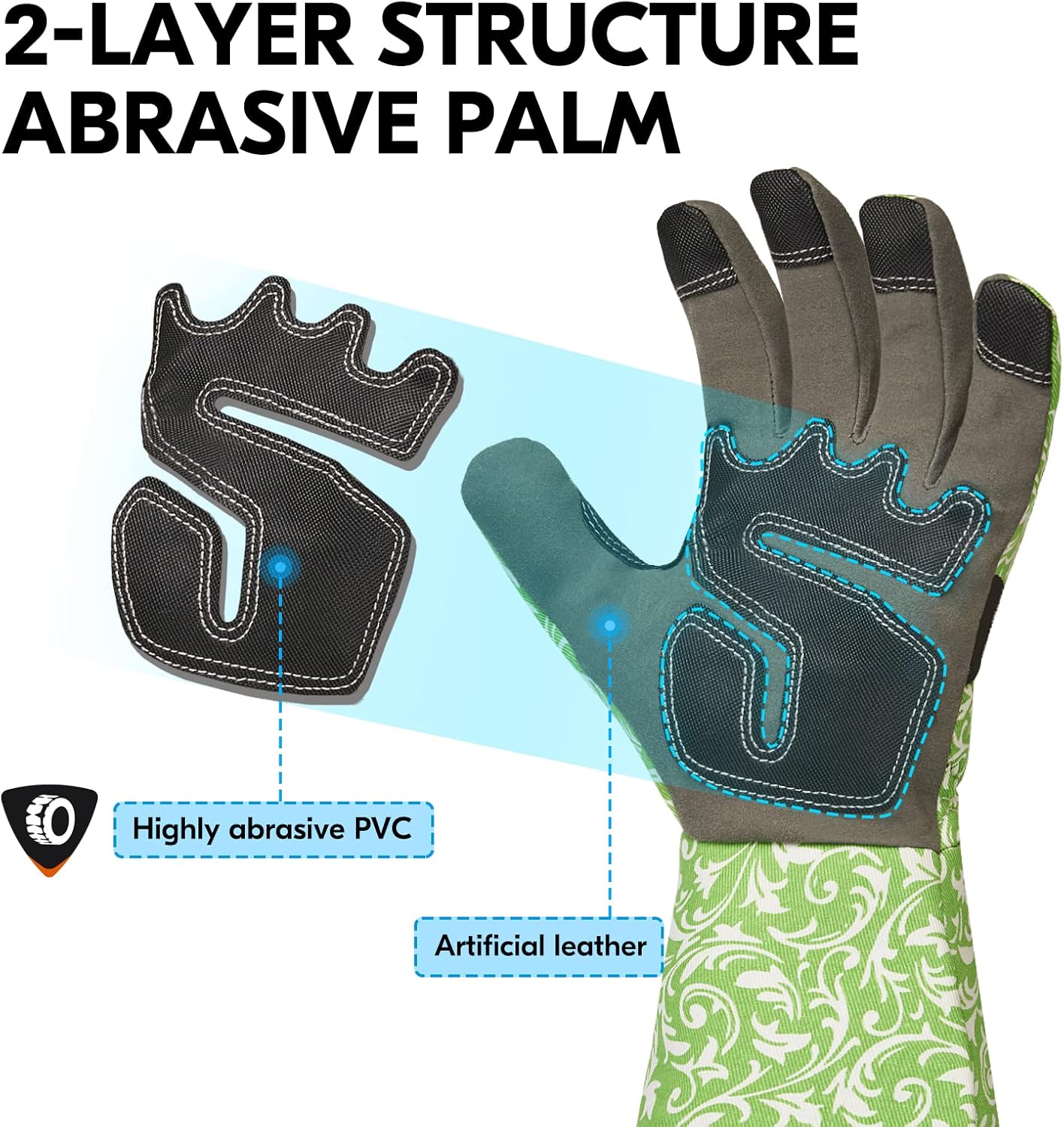 Detalle de Vgo AL6608 gants de jardinage femmes anti‑épines 7/S