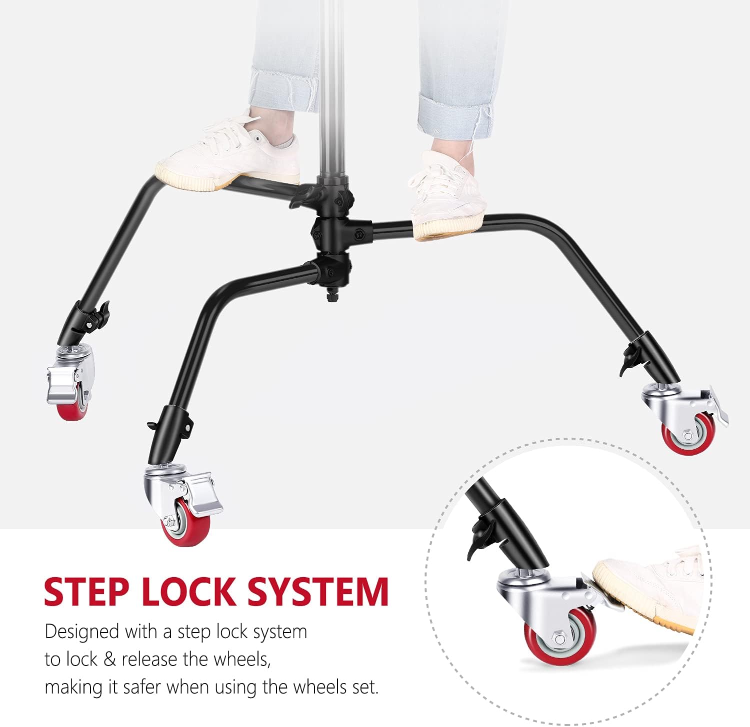 Thumbnail 3 de NEEWER 3 x 75mm swivel caster wheels for C-stand (black)