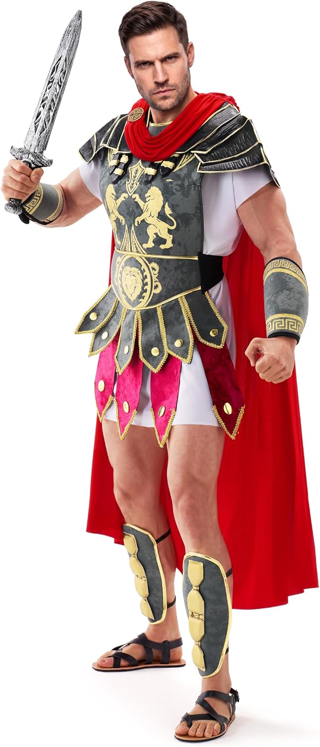 Detalle 1 de Spooktacular Creations Brave Men's Roman Gladiator Costume Set with Cape and Armor