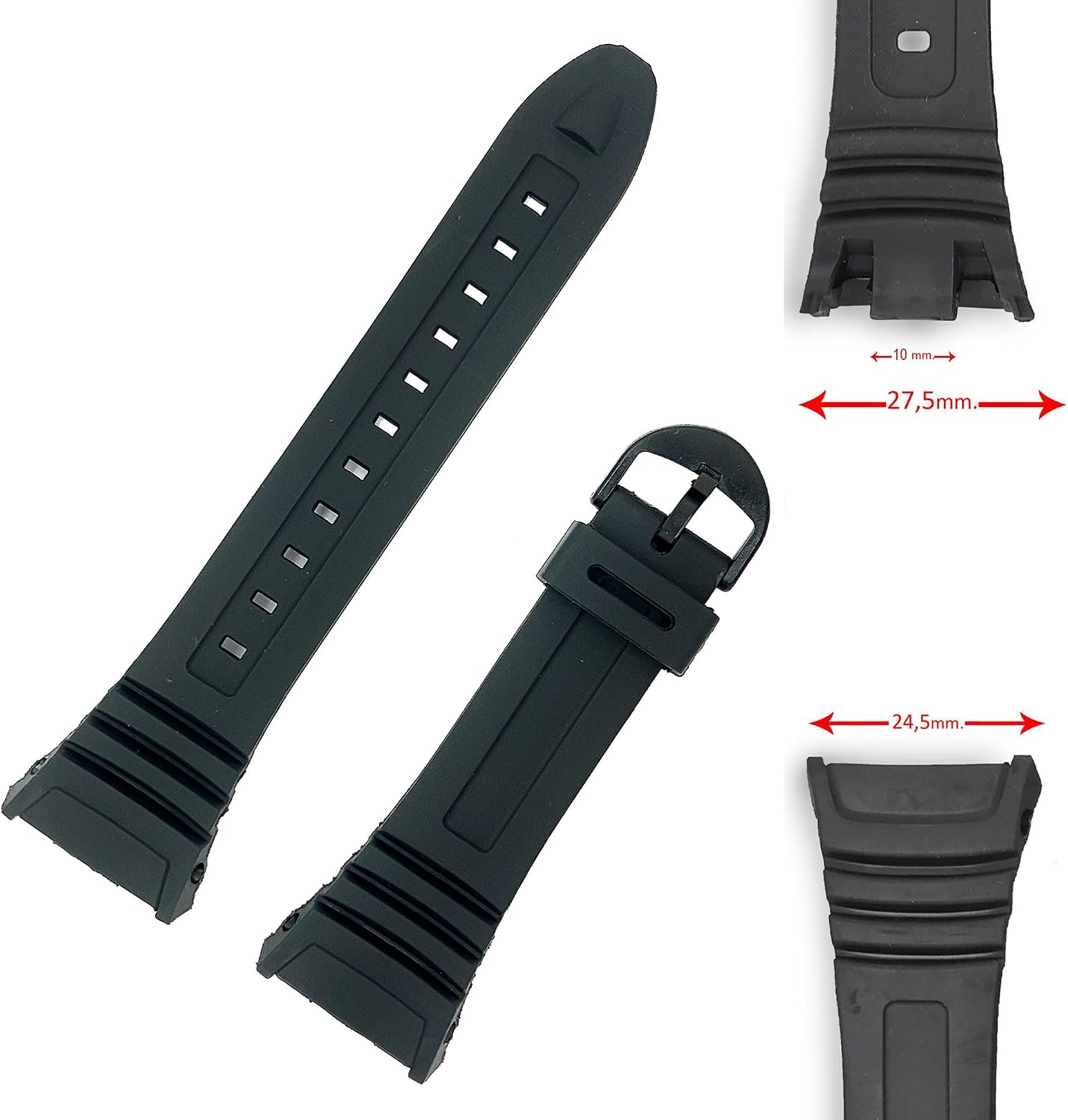 Thumbnail 1 de Cinturino orologio nero in gomma resina compatibile con Casio W-96H (Ref 577EA1-10076822)