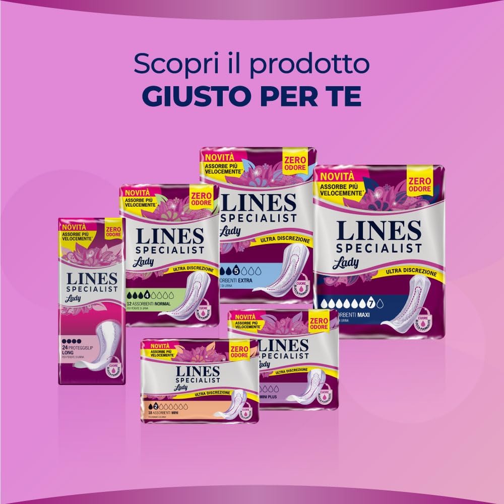 Thumbnail 6 de Lines Specialist Lady Normal: Assorbenti per Incontinenza Donna (4 confezioni da 12 unità) con Zero Odore e BarriereLaterali Protettive