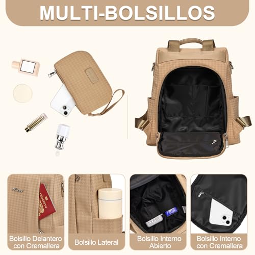 Detalle 2 de Mochila Eshow antirrobo para mujer, convertible en bandolera o bolso de mano
