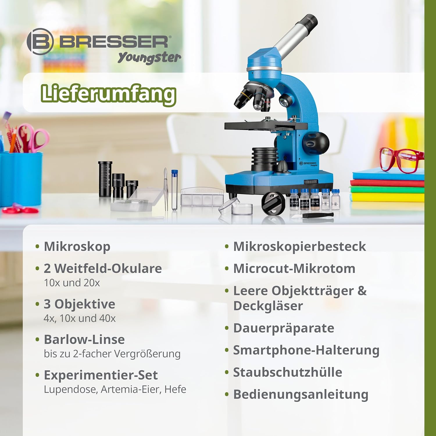 Thumbnail 6 de Bresser Junior BIOLUX: Schülermikroskop mit Smartphonehalter – Einsteiger‑Set mit umfangreichem Zubehör