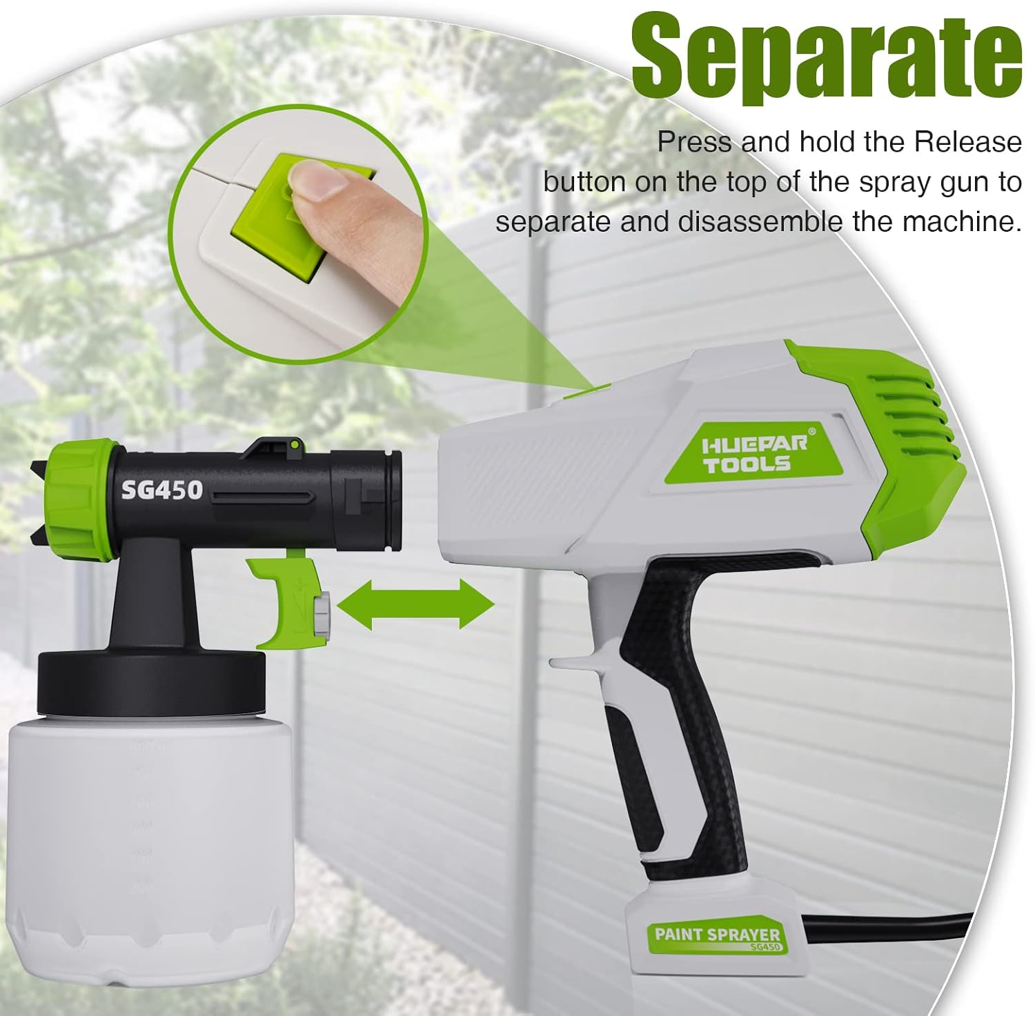 Thumbnail 5 de Huepar Tools SG450 HVLP Electric Paint Sprayer (800ml, 3 Nozzles, 3 Spray Patterns)