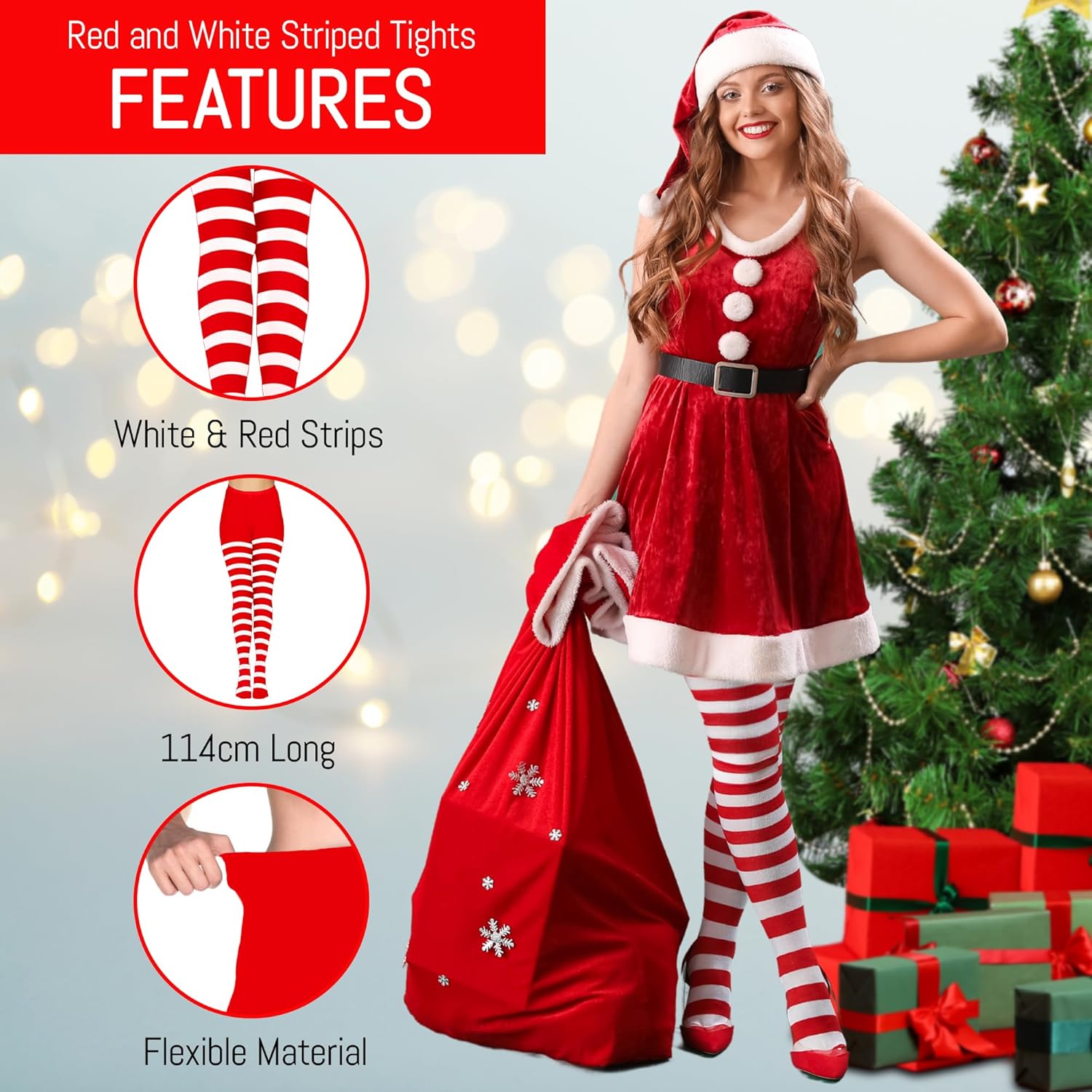 Detalle 2 de REDSTAR Elf tights 2 pairs stripy 6-14
