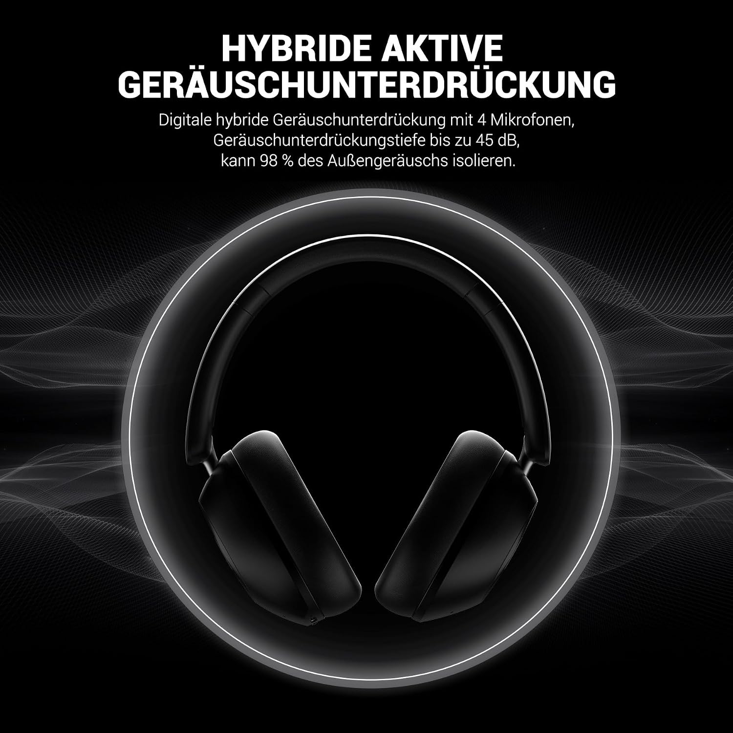 Detalle de OneOdio A5 Over-Ear Kopfhörer – Kabellos, Hybrid ANC, LDAC, 75 Std. Akku