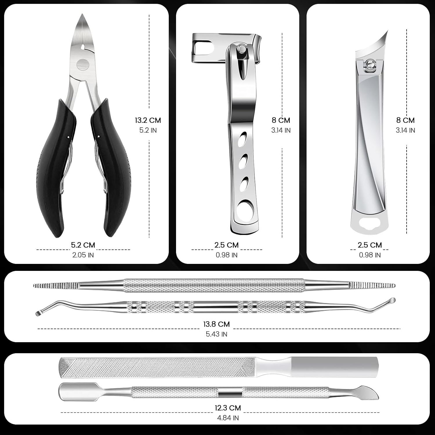 Detalle 2 de Toenail Clippers for Thick Nails – 7-piece large pedicure set with 360° rotating clipper, ingrown tools and nail file