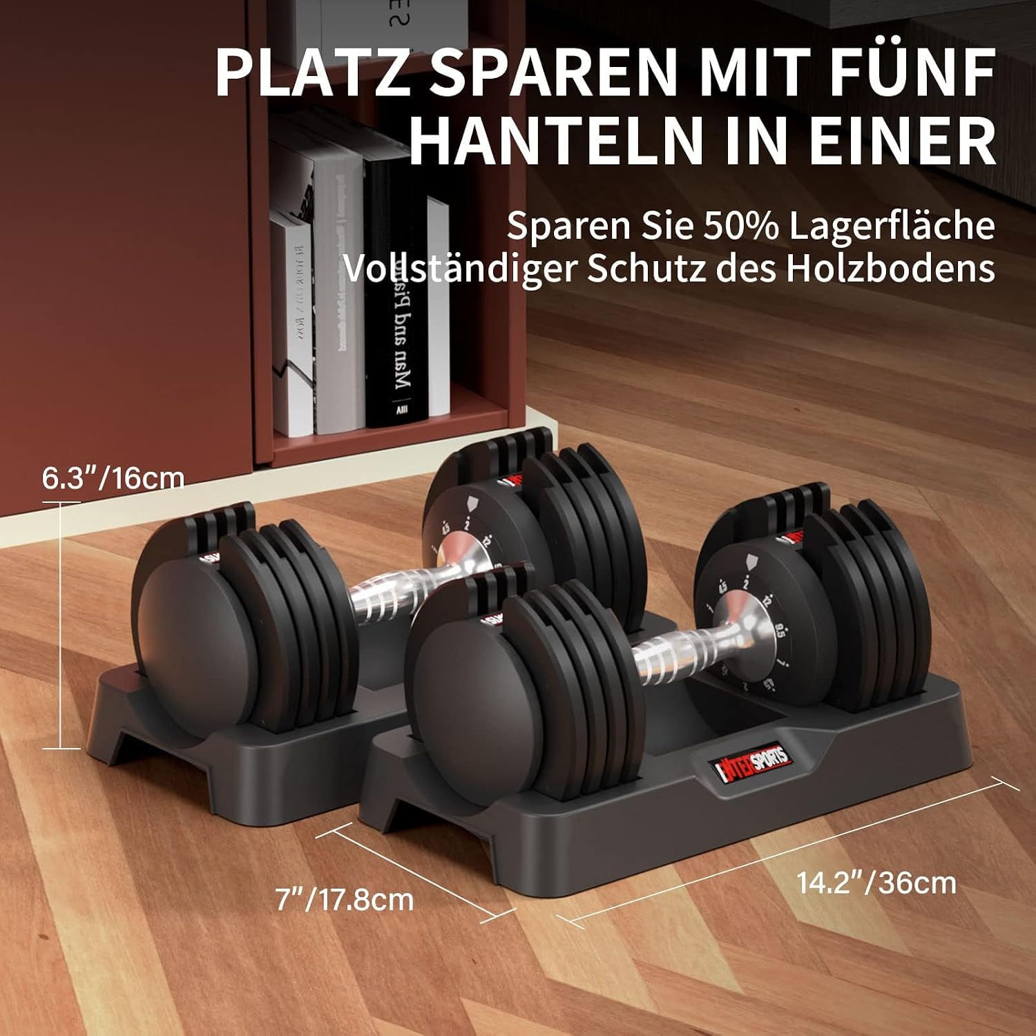 Detalle 2 de EnterSports verstellbare Kurzhanteln 12 kg