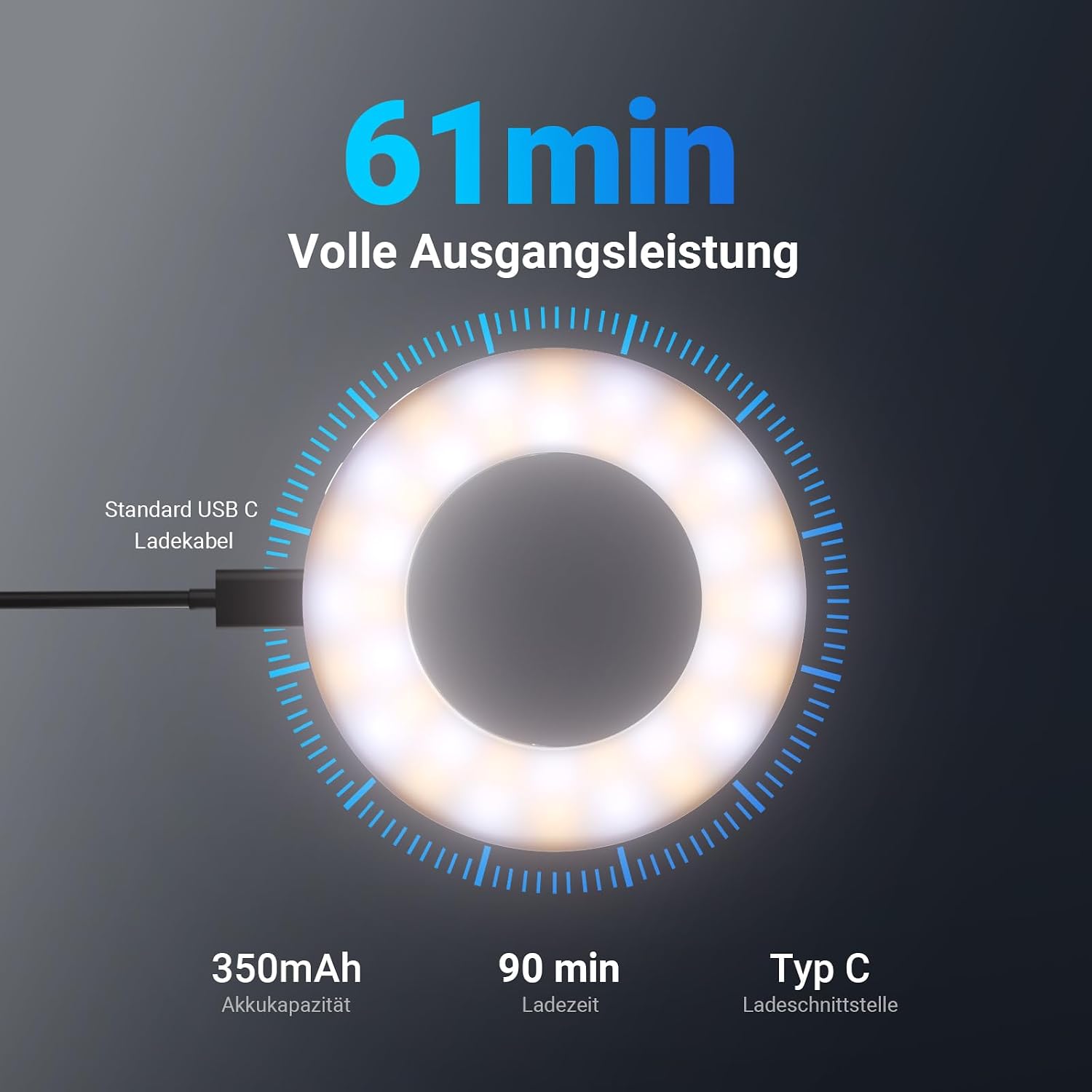 Detalle de NEEWER Entry Level Version 3,74" Handy Selfie Ringlicht (clip-on) für iPhone & iPad, 60 LEDs, N28