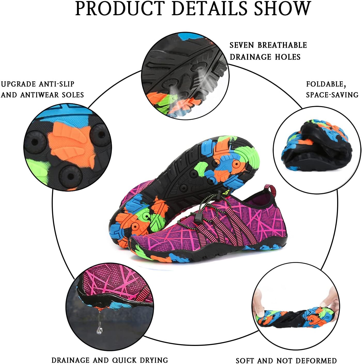 Thumbnail 5 de SAGUARO Chaussures Aquatiques Homme/Femme – Chaussures de plage à séchage rapide et drainage efficace