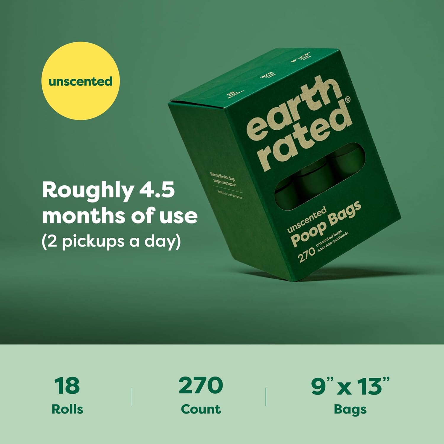 Detalle 2 de Earth Rated Sacchetti igienici per cani – 270 pezzi, extra resistenti, senza profumo