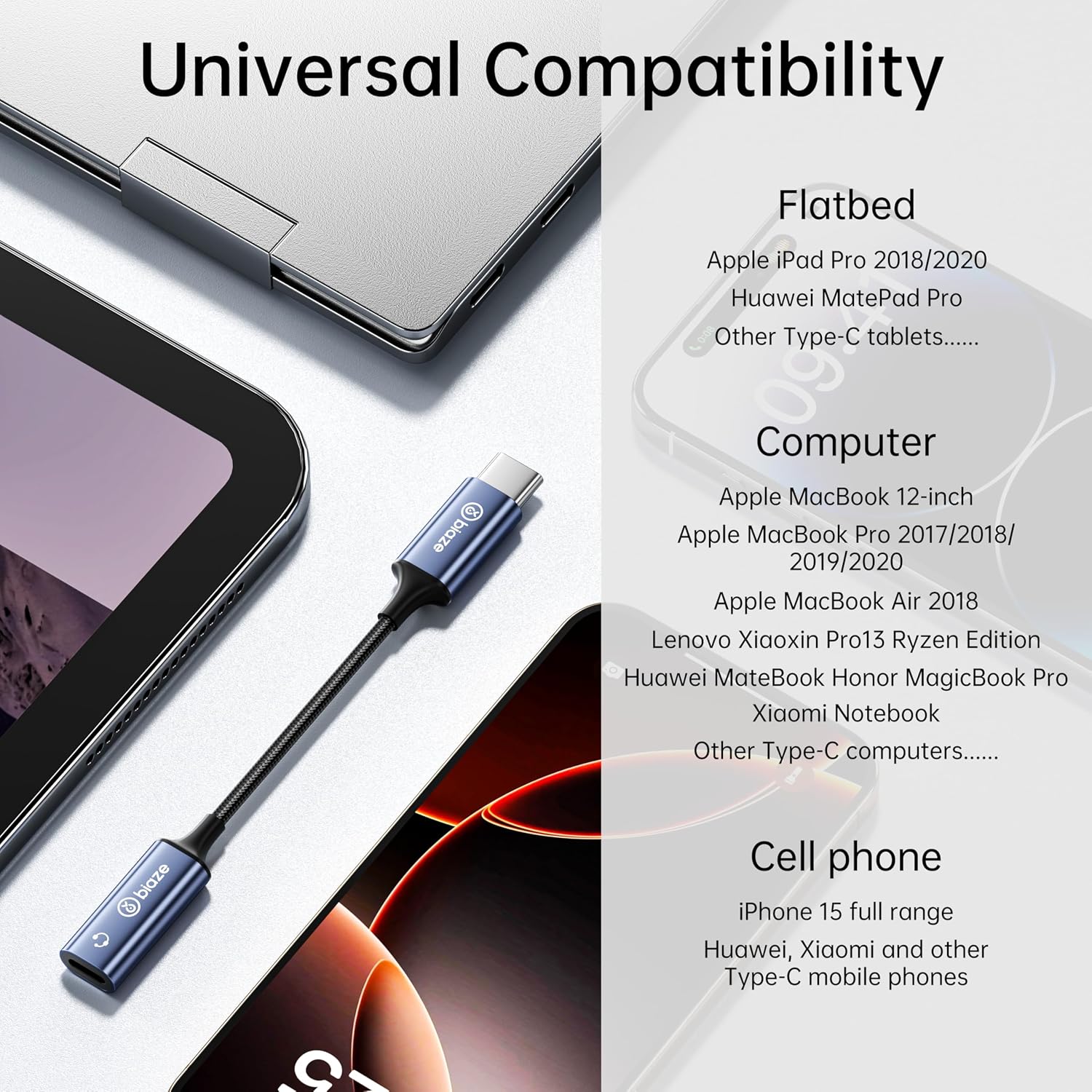 Detalle 2 de biaze USB-C to Lightning Audio Adapter: USB Type-C to Lightning Headphone Converter for Apple Devices