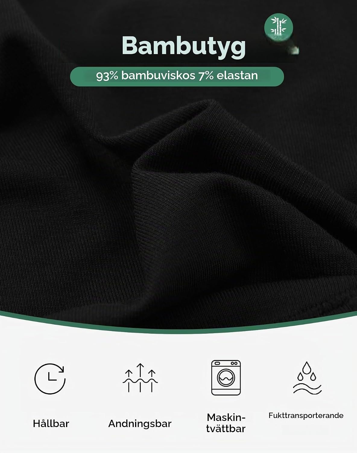 Detalle 2 de INNERSY boxershorts för pojkar i bambu med gylf, 116–176, 6-pack
