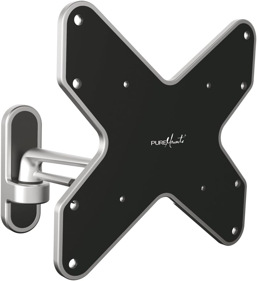 Thumbnail 3 de PureMounts STYLE-23C Wandhalterung für TV (33–69 cm), neig- & drehbar, VESA 100×100, schwarz/silber