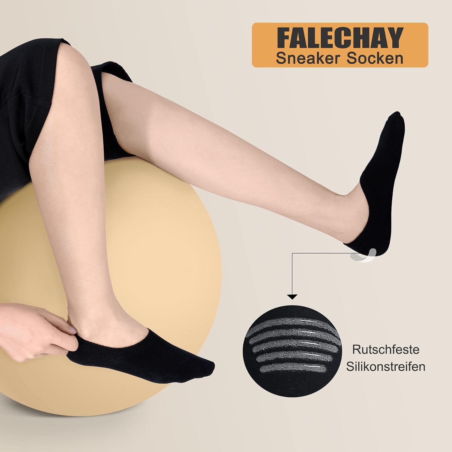 Detalle de Falechay Sneaker Socken (No-Show) – 8 Paar unisex in Schwarz/Weiß/Grau/Hautfarbe