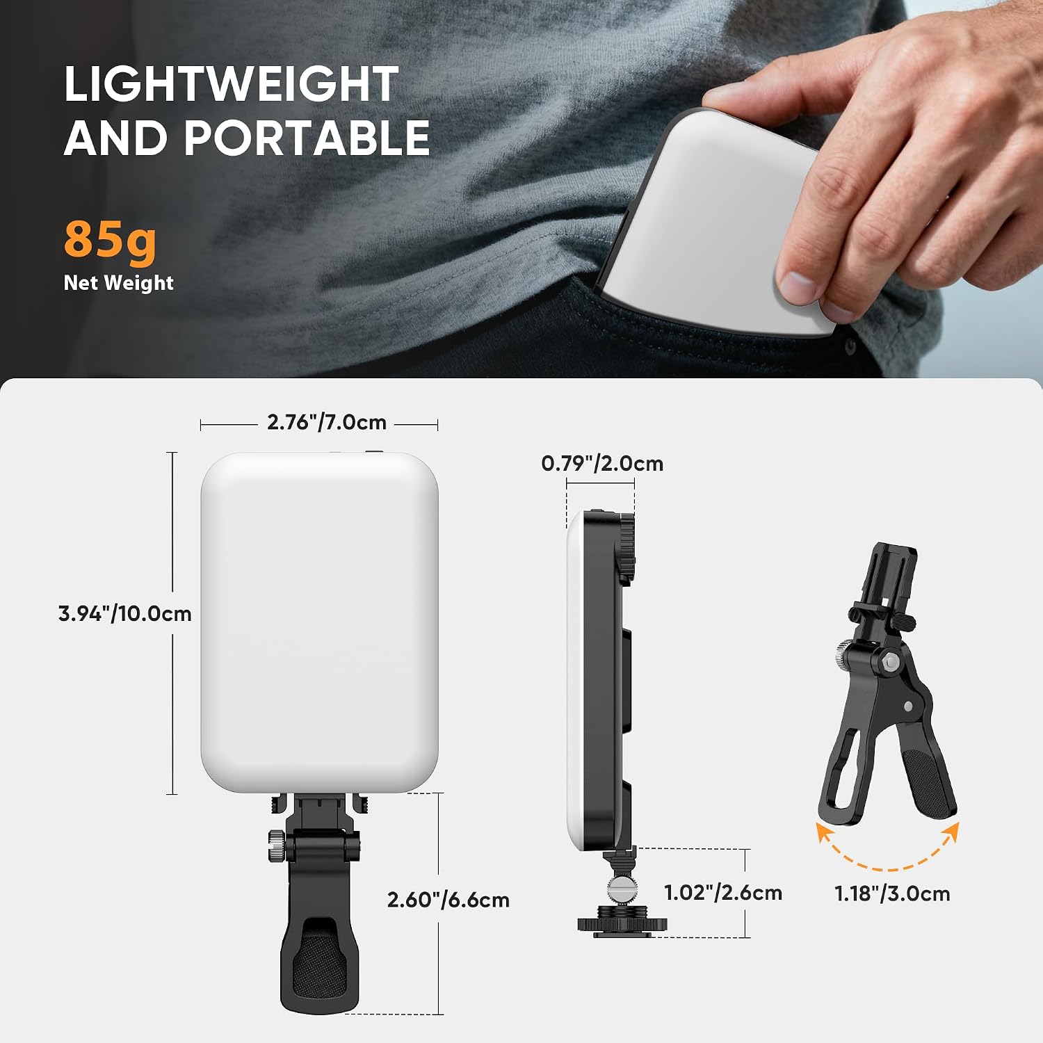 Thumbnail 5 de Lampe à Selfie BDDFOTO 5 W pour Smartphone — 500 lm, 3 températures, batterie 2500 mAh