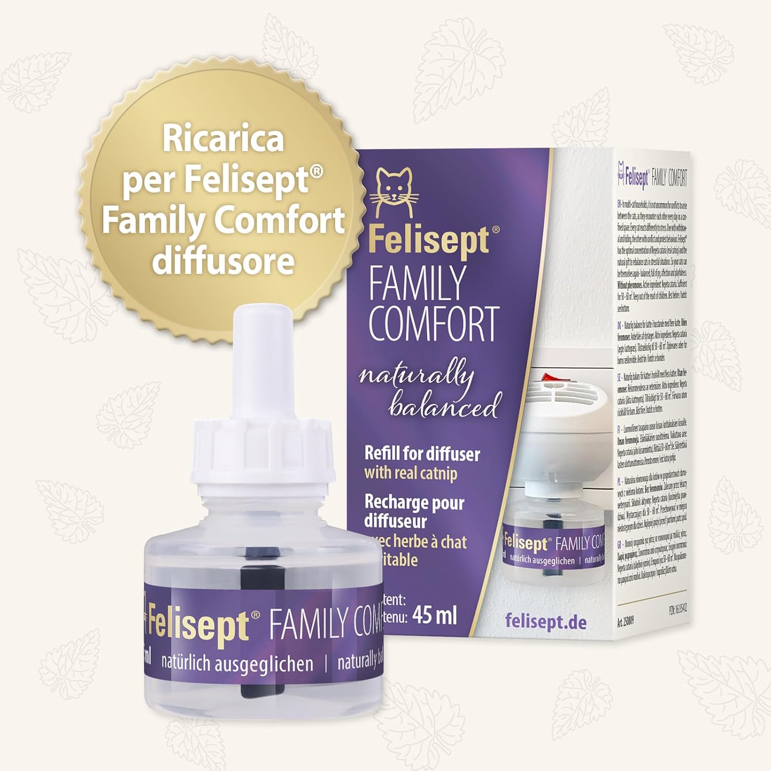 Detalle de Felisept Family Comfort Ricarica 45 ml: calma naturale per famiglie di gatti