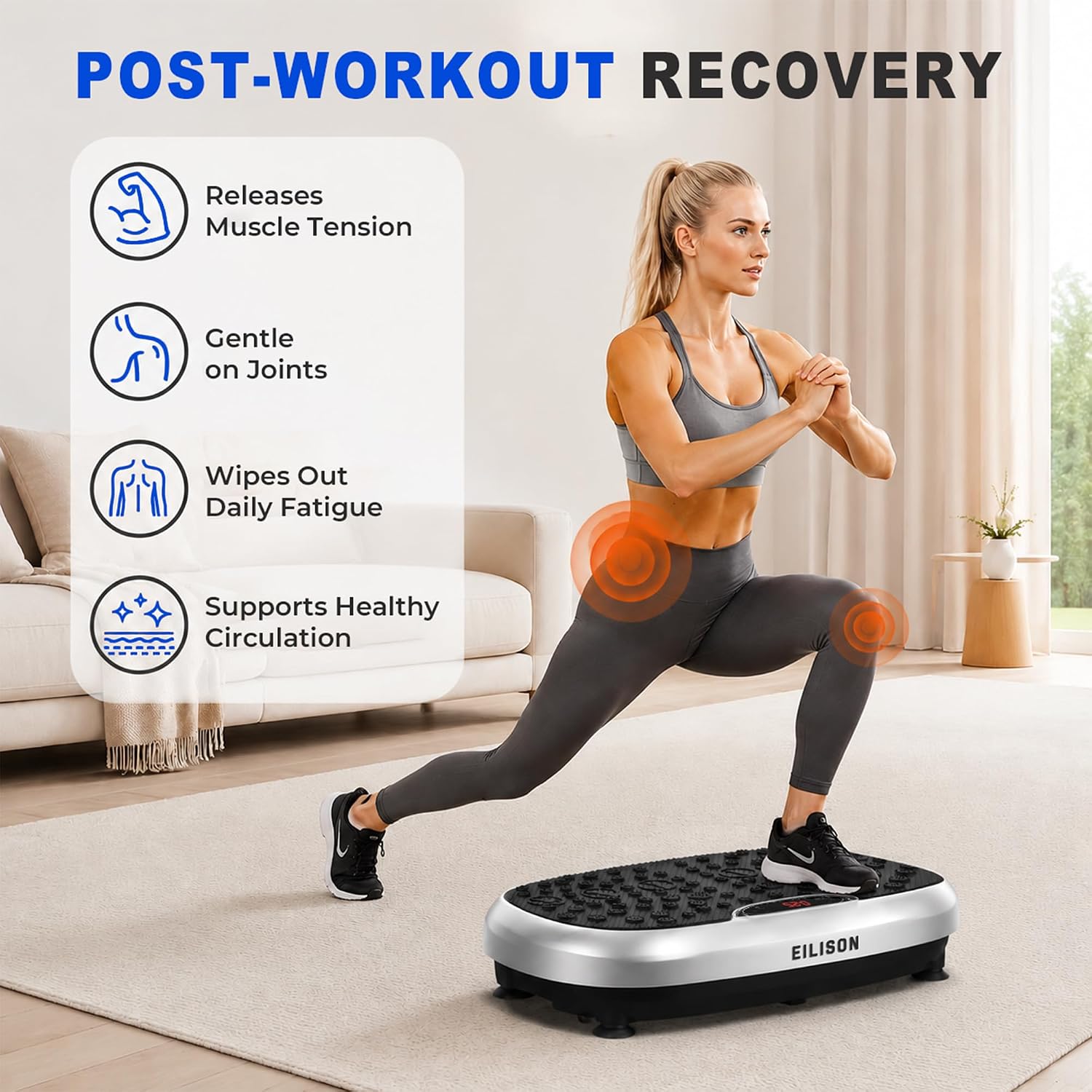 Detalle de EILISON FITABS 3D Vibration Plate Exercise Machine with Seat (Acupressure/3D Vibration Platform)