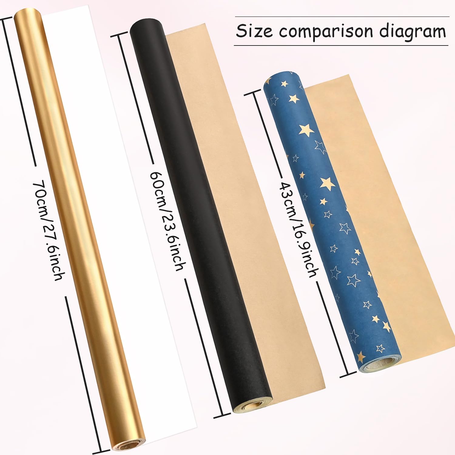 Detalle de Huge Blue Kraft Paper Roll With Star: 70cm x 15m Gift Wrap for Birthdays, Xmas and More