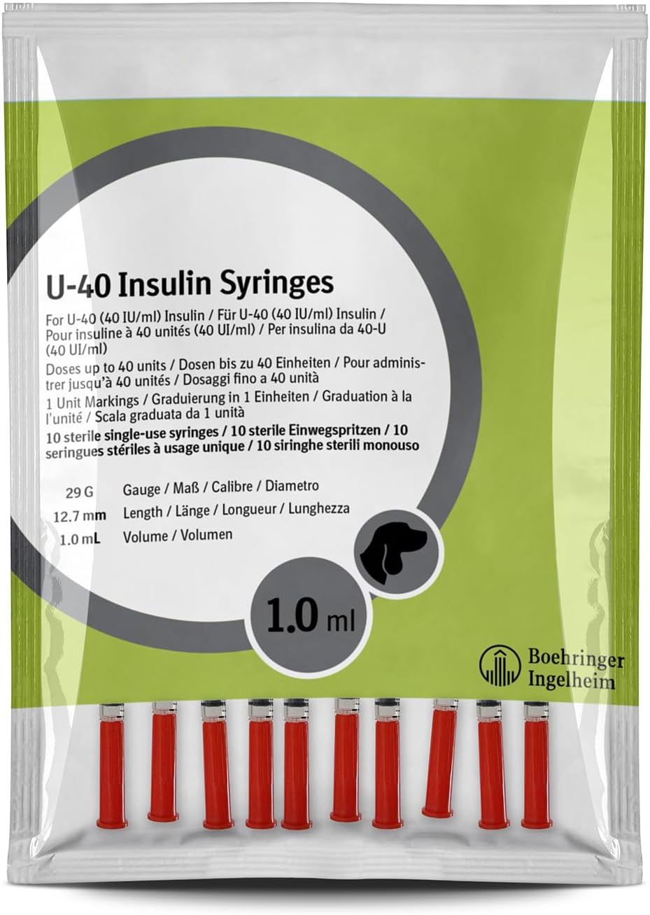 Detalle de Siringhe Sterili Monouso per Somministrazione di Insulina Veterinaria 1 ml (40 UI/ml) – 120 Pezzi