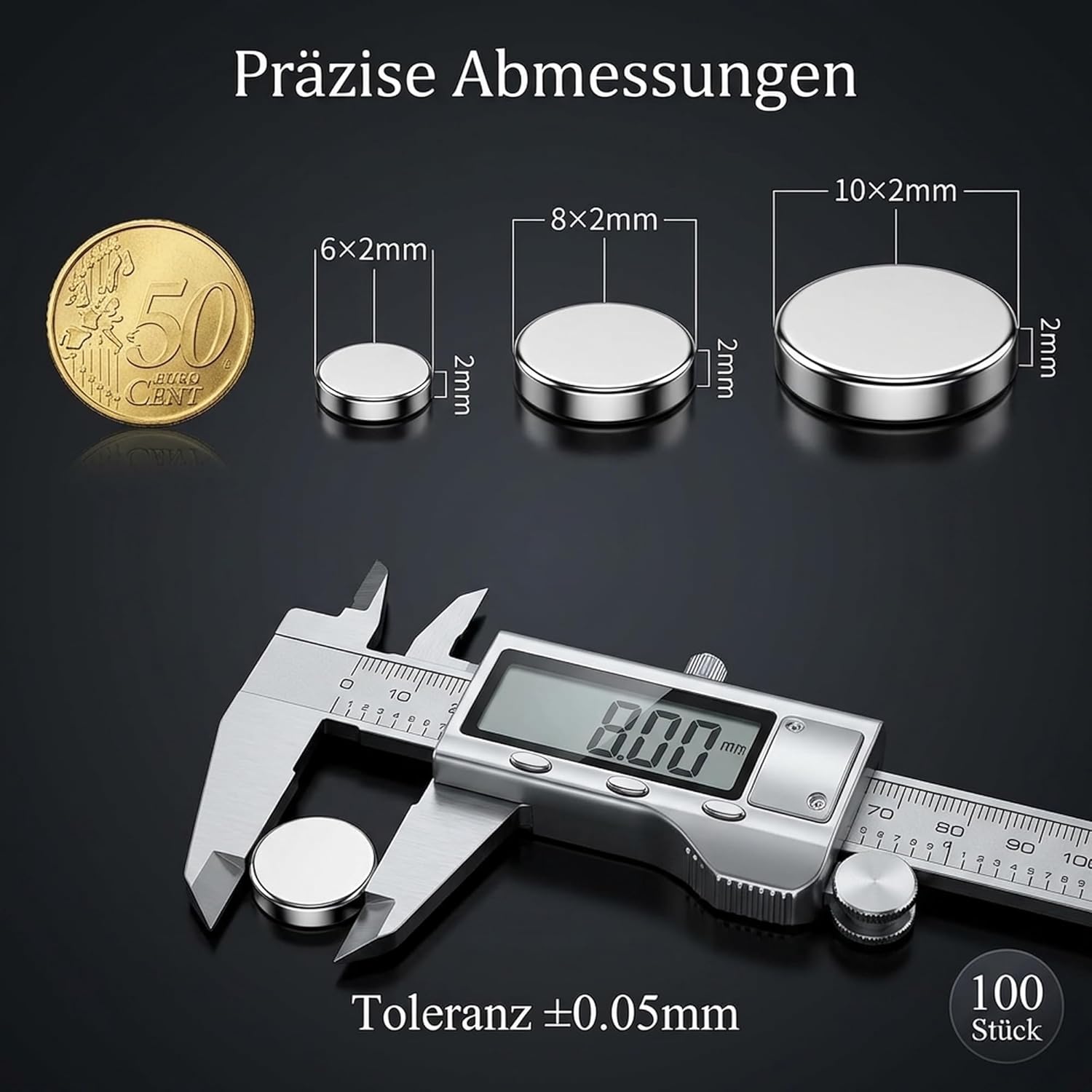 Thumbnail 2 de Amzrole Neodym-Magnete 8×2 mm, 100 Stück