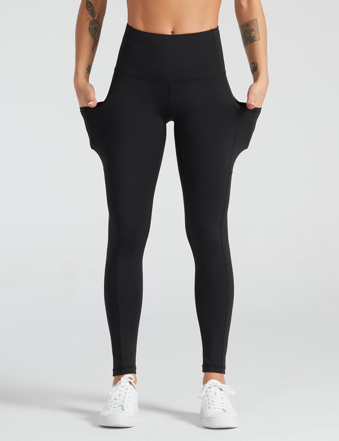 Detalle 2 de THE GYM PEOPLE Pantalon de yoga taille haute femme : legging d’entraînement doux à poches profondes