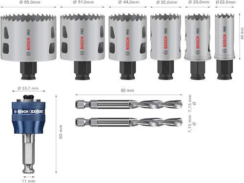 Detalle 2 de Bosch 9x Set sierra de corona PRO Multi Material Ø 22–65 mm 🛠