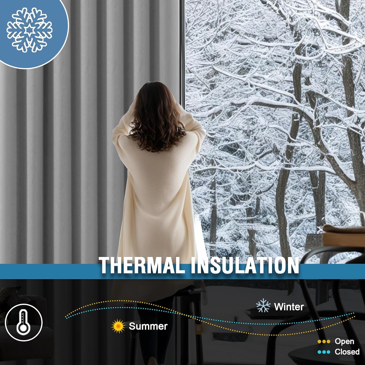 Thumbnail 1 de BellaHills 100% Blackout Curtains 90 x 72