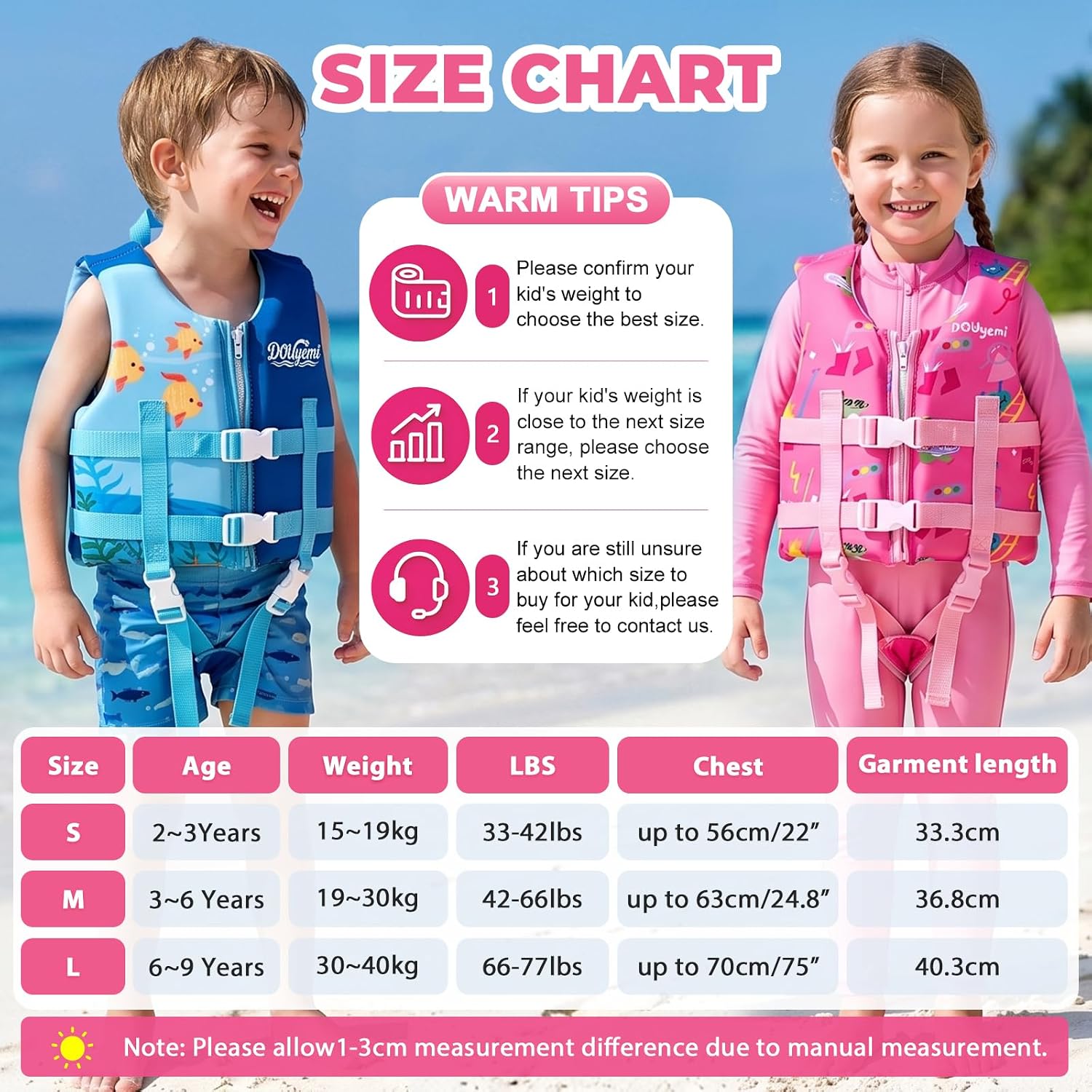 Thumbnail 4 de Kids Swim Vest Float Jacket: Adjustable Safety Swim Aids for 2–9 Years