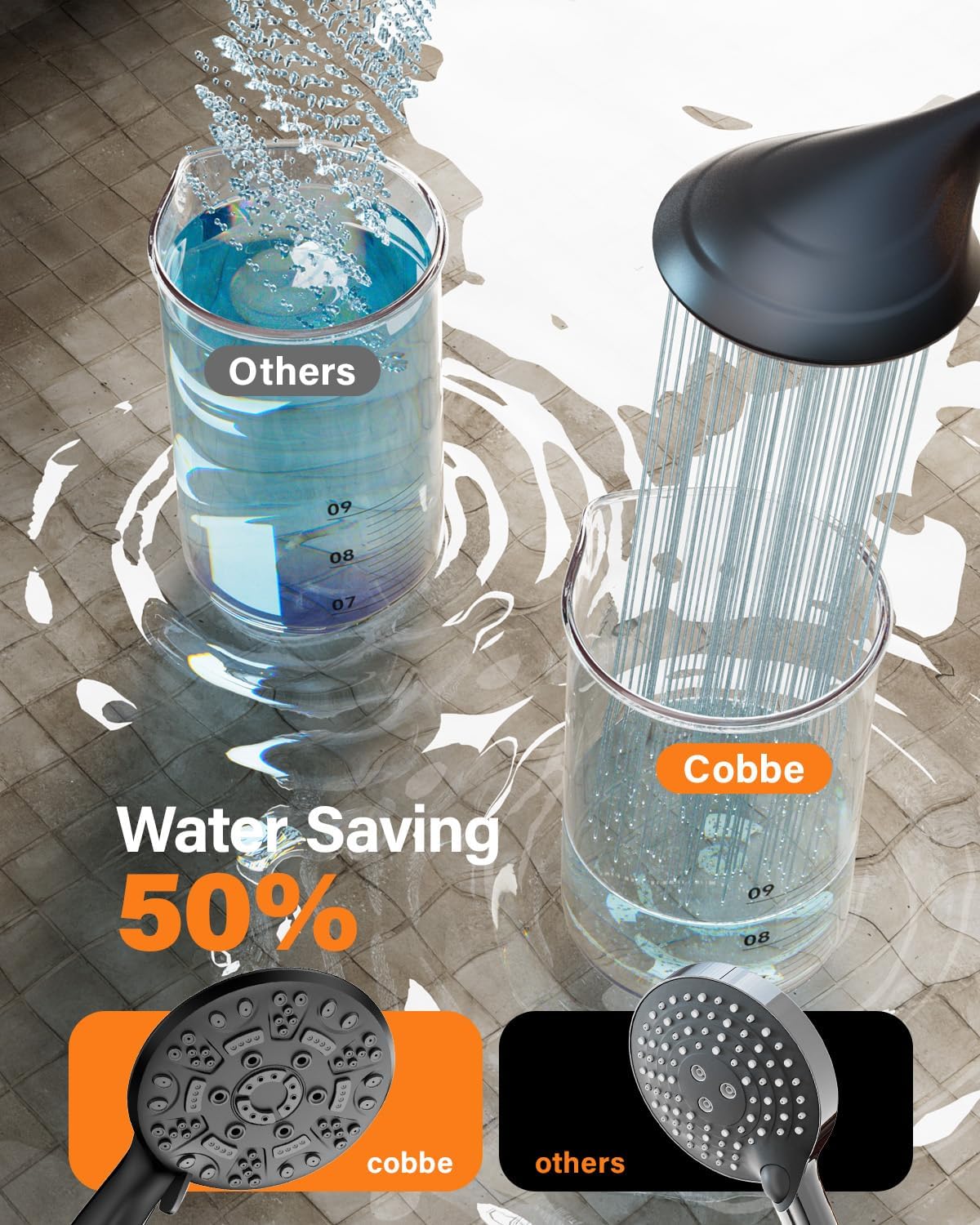 Thumbnail 6 de Cobbe Shower Head and Hose: High Pressure 8-Mode Shower Set in Matte Black