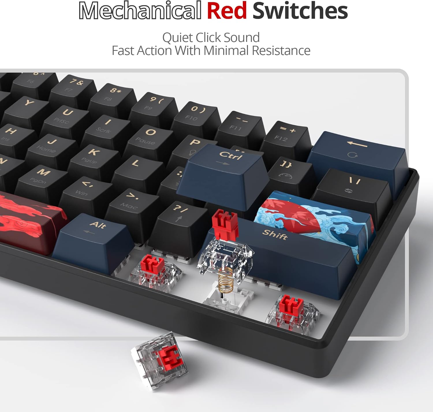 Thumbnail 5 de SOLIDEE 60% 61‑Tasten Gaming‑Tastatur mit roten Schaltern