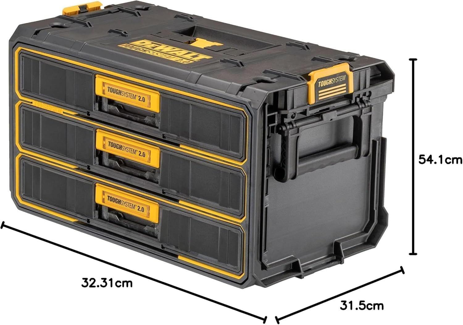 Detalle de DEWALT DWST08330-1S タフシステム2.0 3段チェスト工具箱、浅型引き出し・金属スライド・PP製
