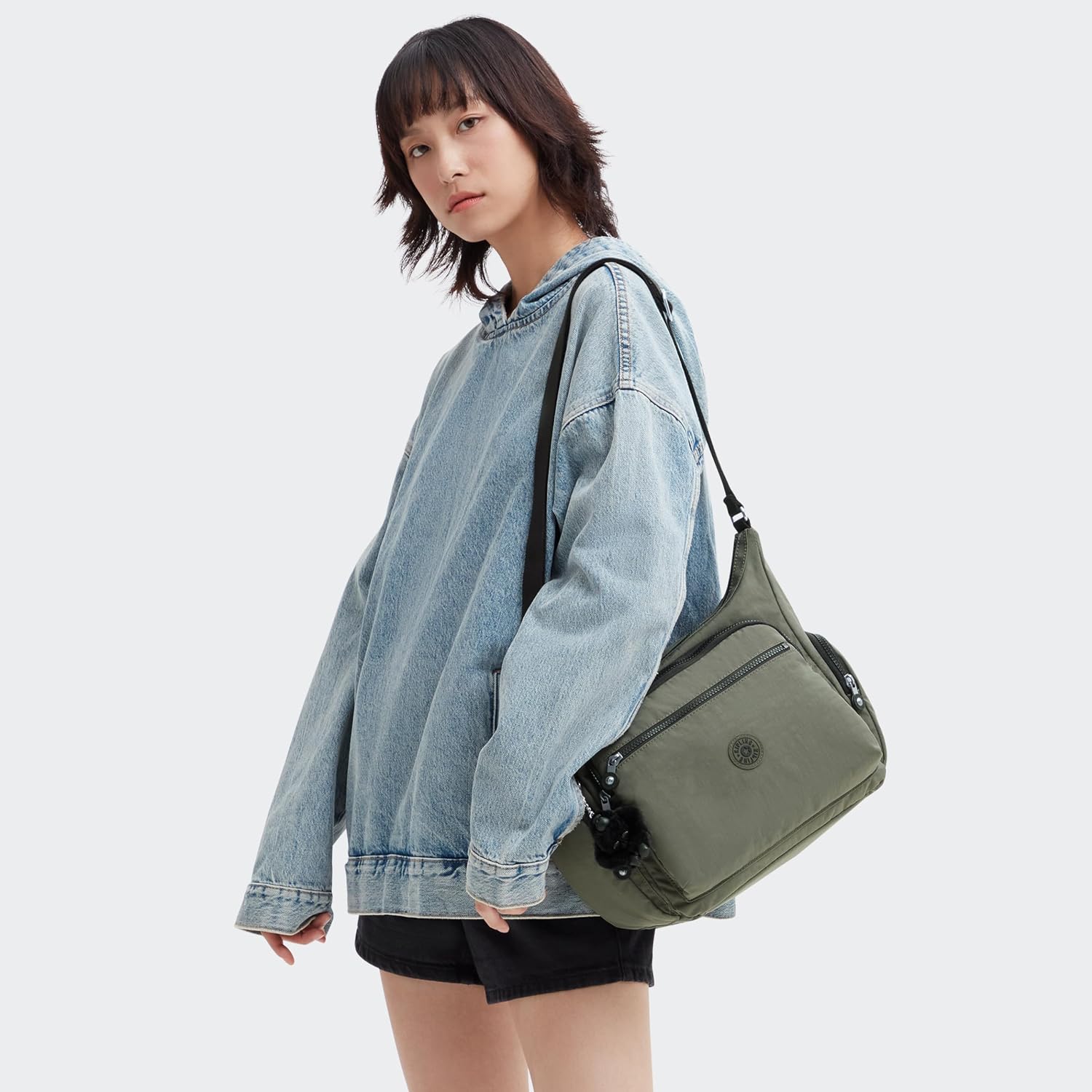 Detalle 2 de Kipling Gabbie 💚 Bolso Bandolera Mujer Talla Única Verde Moss