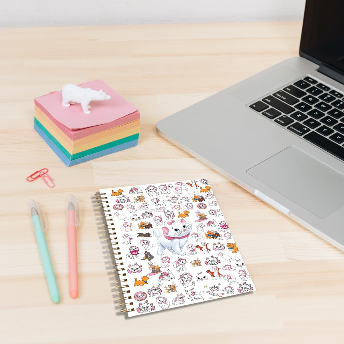 Detalle de LONGXIN Cartoon Cat Spiral Notebook, 80-Page Lined Journal with Hardcover