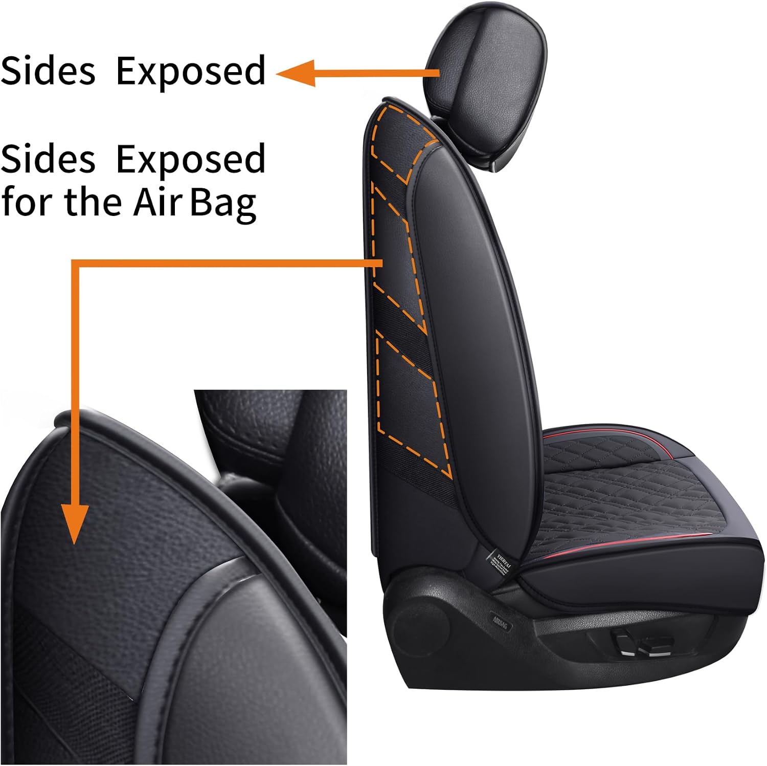 Thumbnail 4 de YIERTAI Faux Leather Car Seat Covers for Dodge Ram (2009-2026) Red Front Seat Set