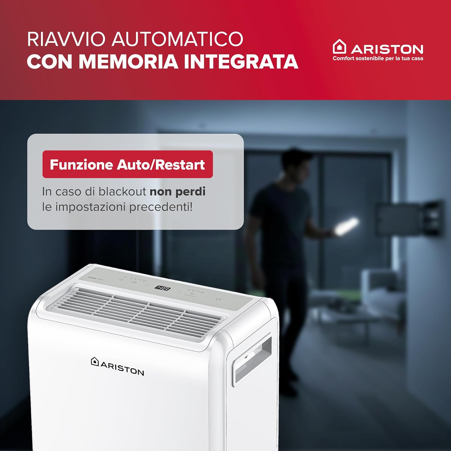 Thumbnail 3 de Ariston DEOS 12 EVO: deumidificatore portatile per ambienti fino a 31 m²