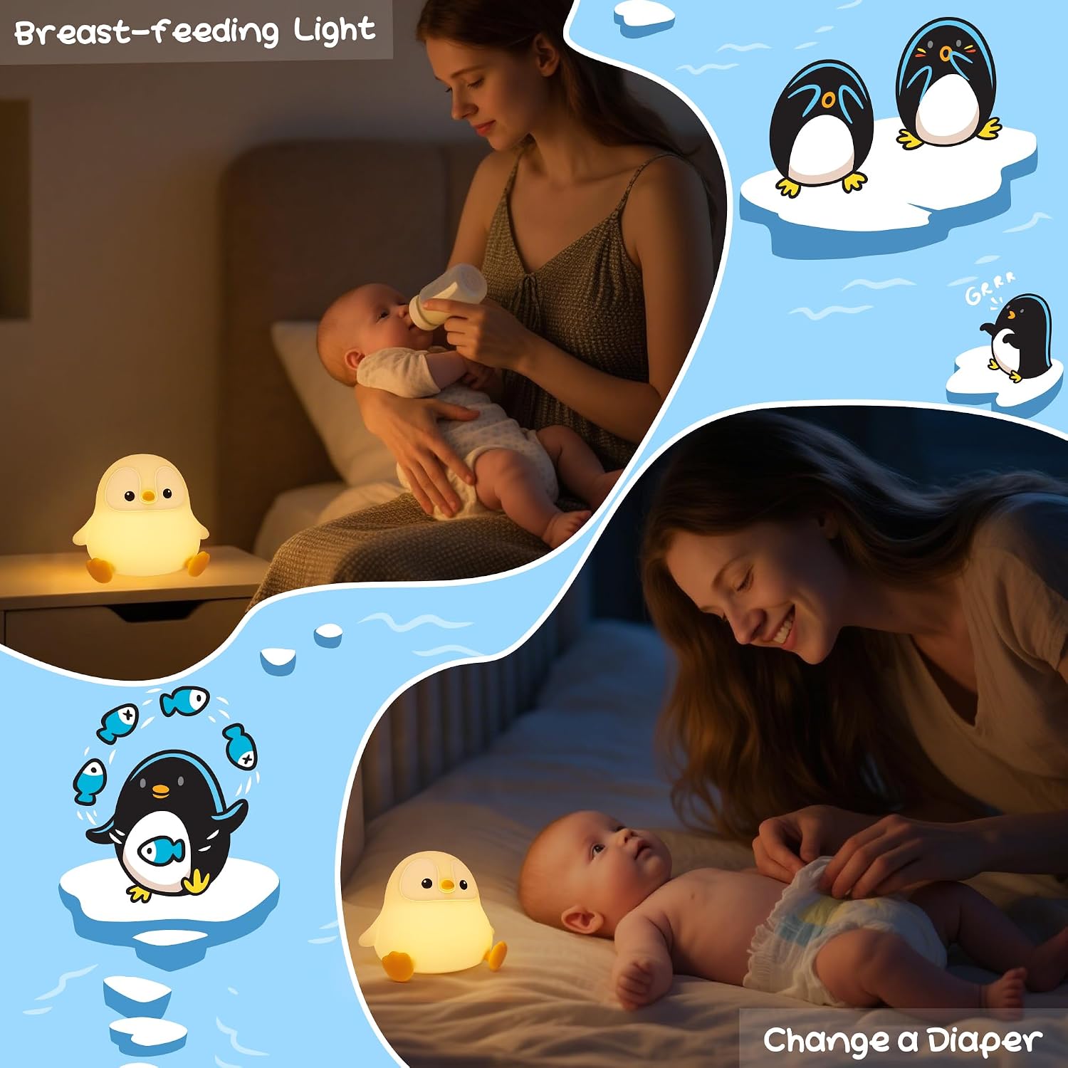 Detalle 2 de Okayera Pinguin-Nachtlicht mit Timer