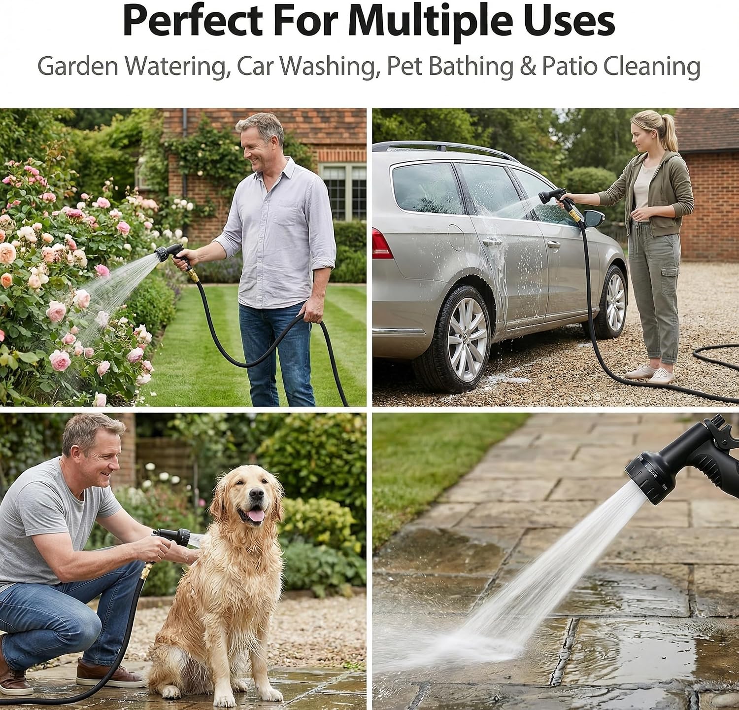 Thumbnail 6 de Expandable Garden Hose, 100ft – Upgraded 3-Layer Latex, No-Kink with 10-Pattern Nozzle & Solid Brass Connectors