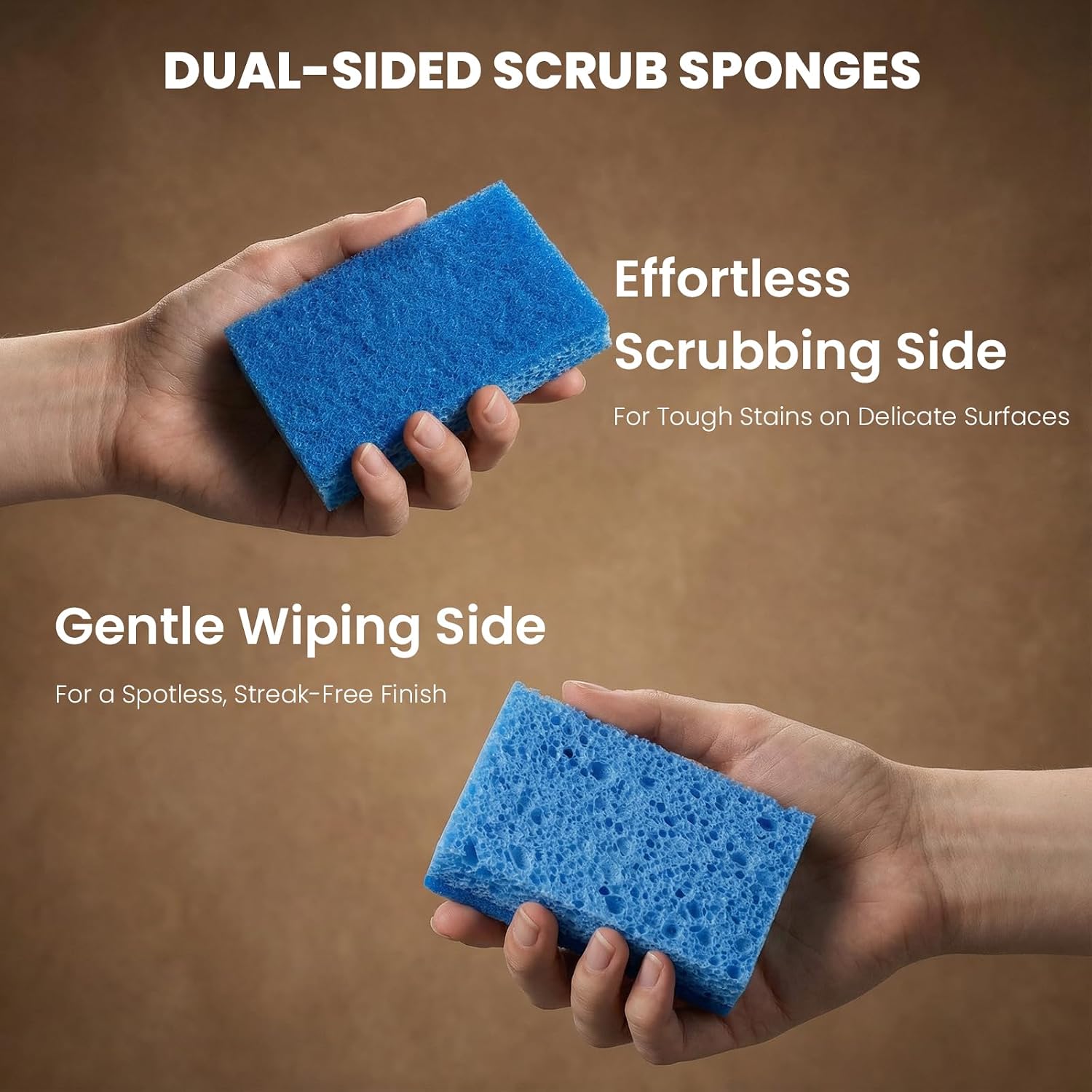 Detalle de Metflavor Kitchen Sponges, 12 Count — Non-Scratch Dual-Sided Scrub Sponges for Dishes, Kitchen, and Bathroom