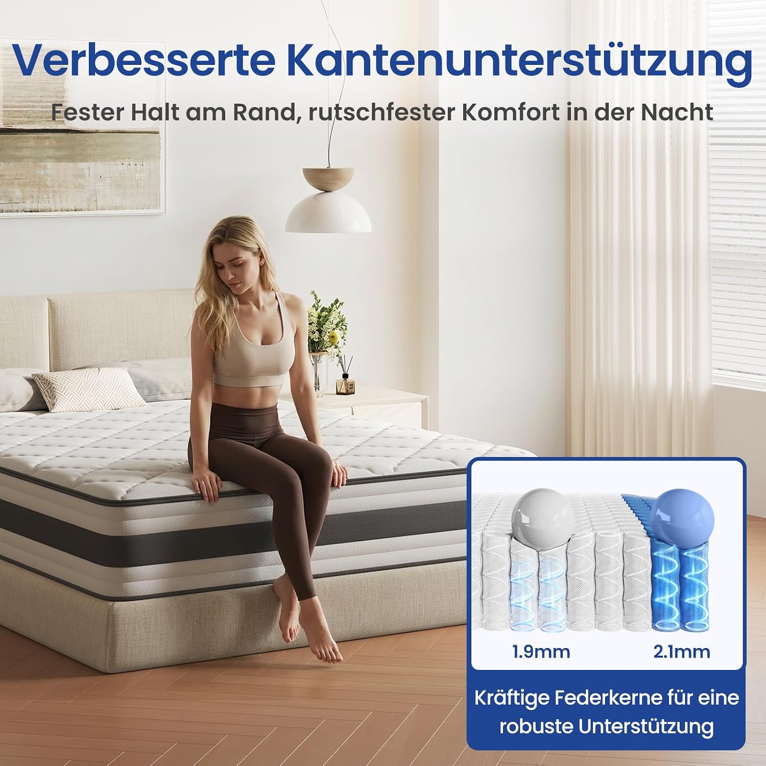 Thumbnail 6 de BedStory Matratze 90x200 cm – Taschenfederkern mit Memory-Schaum Komfortschicht