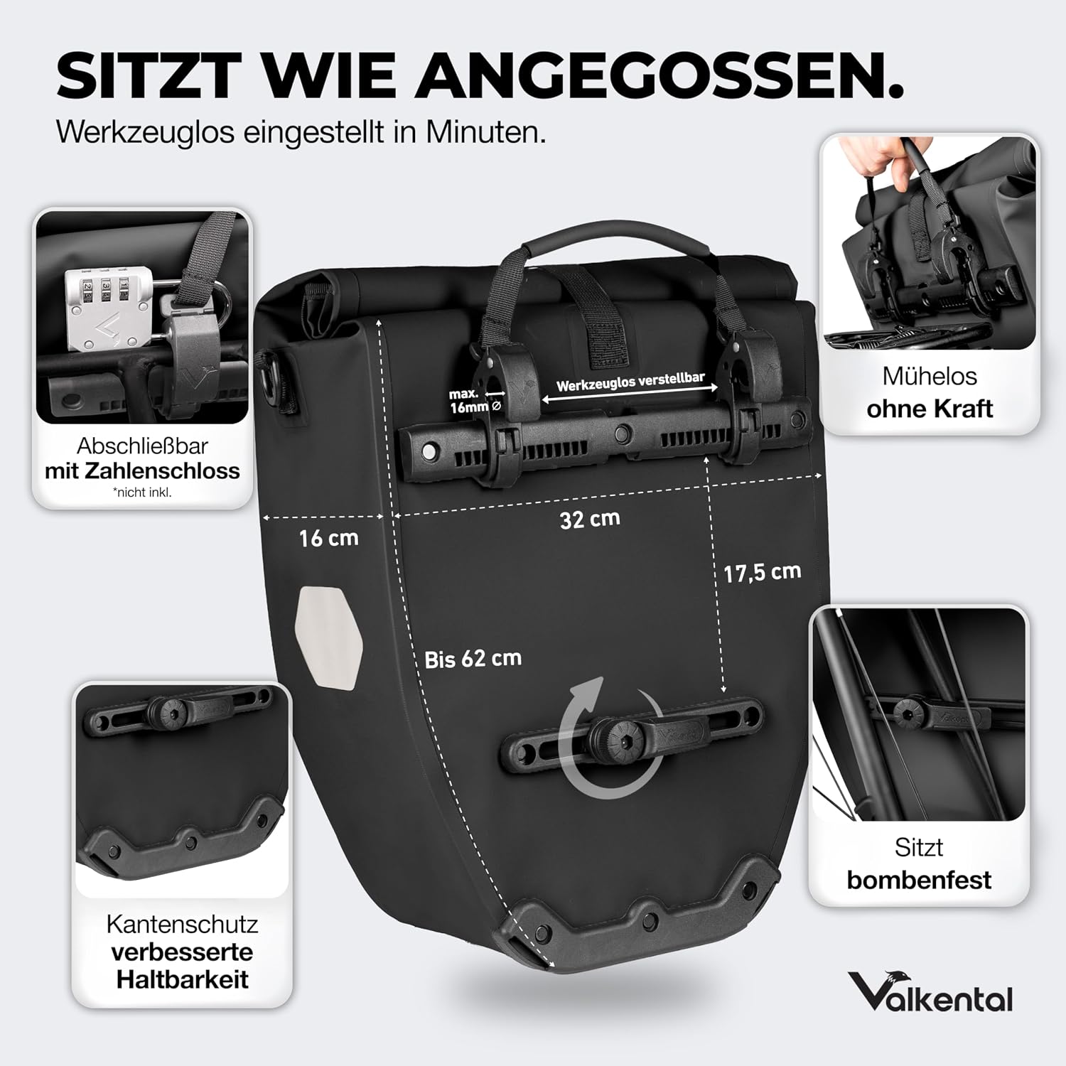 Thumbnail 1 de Valkental ValkBasic Gepäckträgertasche 62 x 32 x 17
