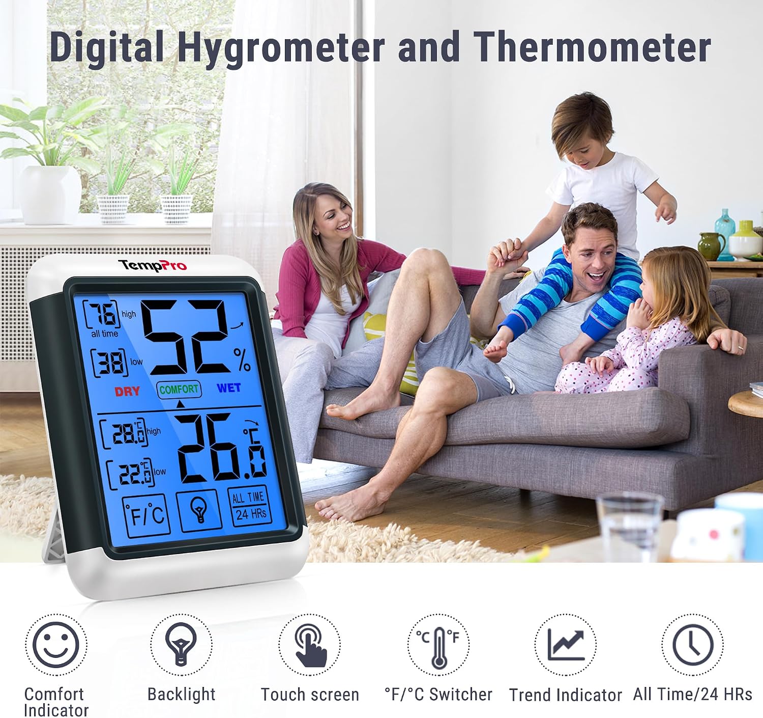 Detalle de ThermoPro TP55 digital room thermometer 24h