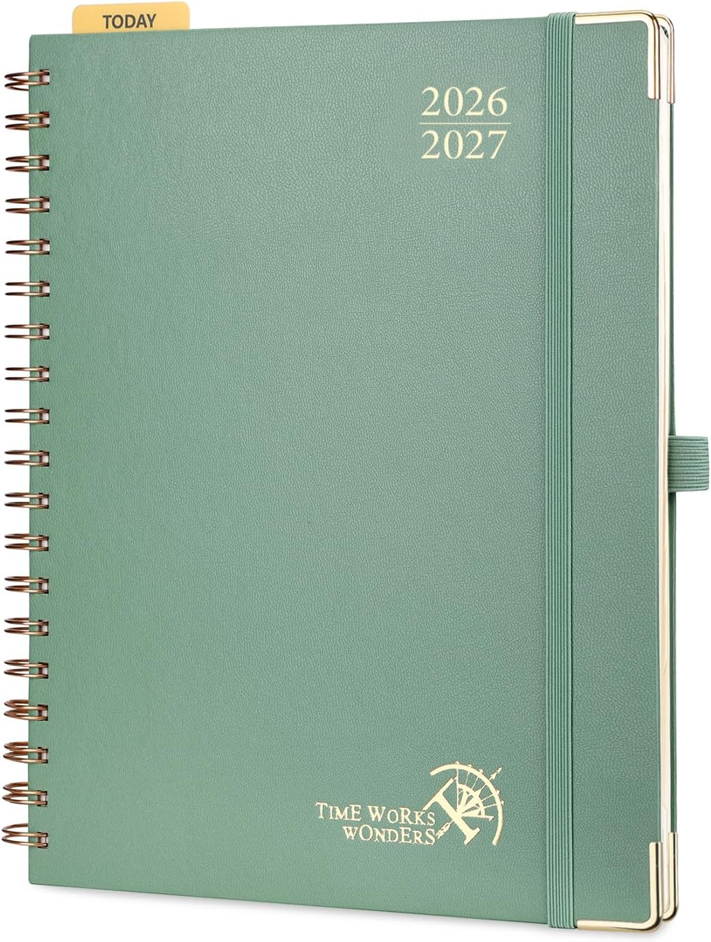 Detalle de POPRUN 2026–2027 Weekly Planner, 8" x 10", Hourly Schedule, Midnight Green