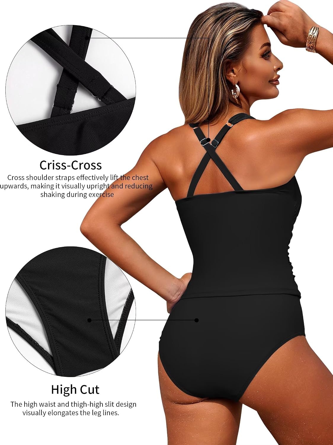 Thumbnail 4 de ZAFUL Women's Tankini Swimsuits: Tummy Control Two-Piece High-Waisted Swimwear