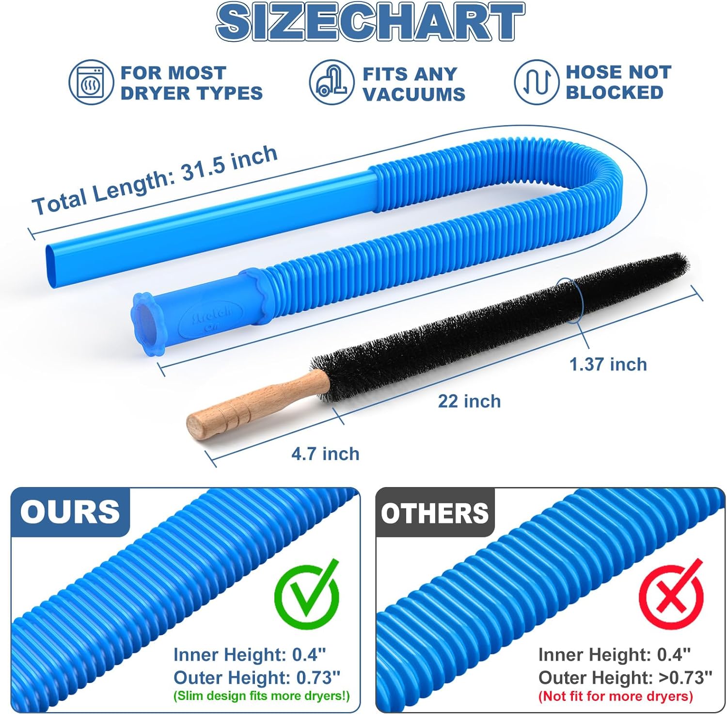 Detalle de PetOde 2 Pieces Dryer Vent Cleaner Kit with Universal Vacuum Connector