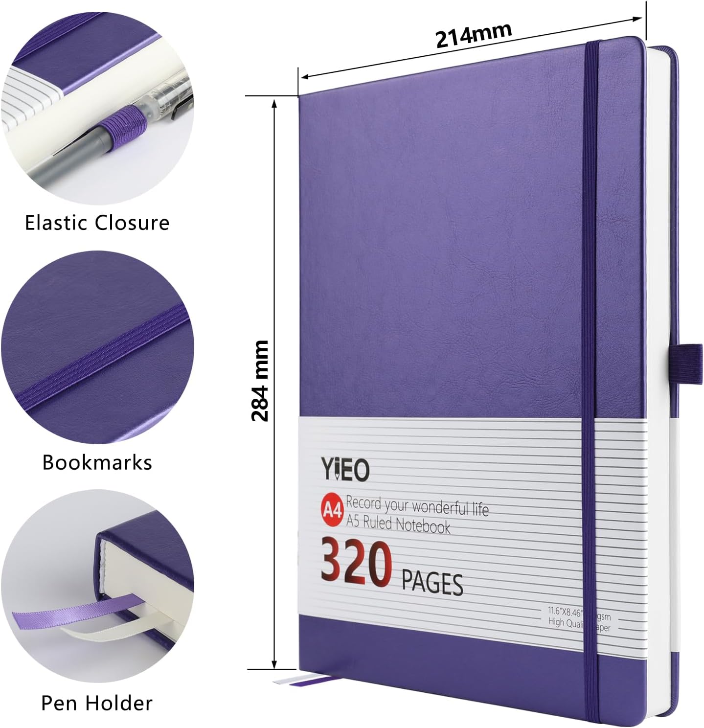 Thumbnail 1 de Notebook A4 Thick Hardcover Journal, 320 Pages, Purple