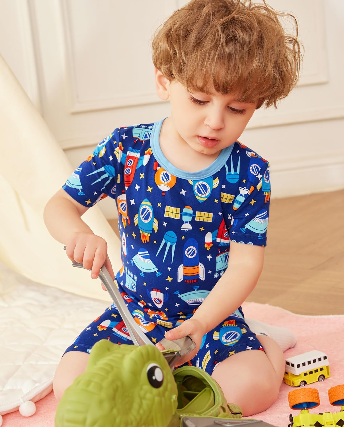 Thumbnail 1 de babee Reshinee Bamboo Viscose Toddler Car Pajamas 2-Piece Set (12M-8Y) — Snug, Cool Summer Sleepwear