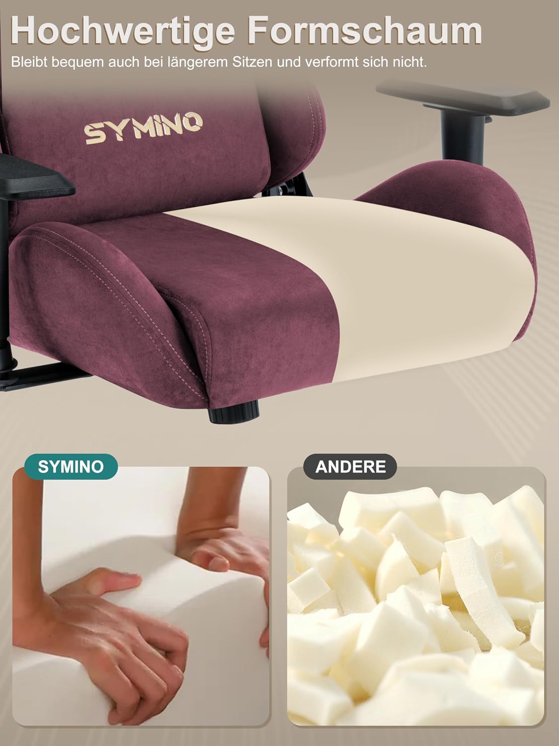 Detalle 2 de Symino Gaming Stuhl ergonomisch 90–150°