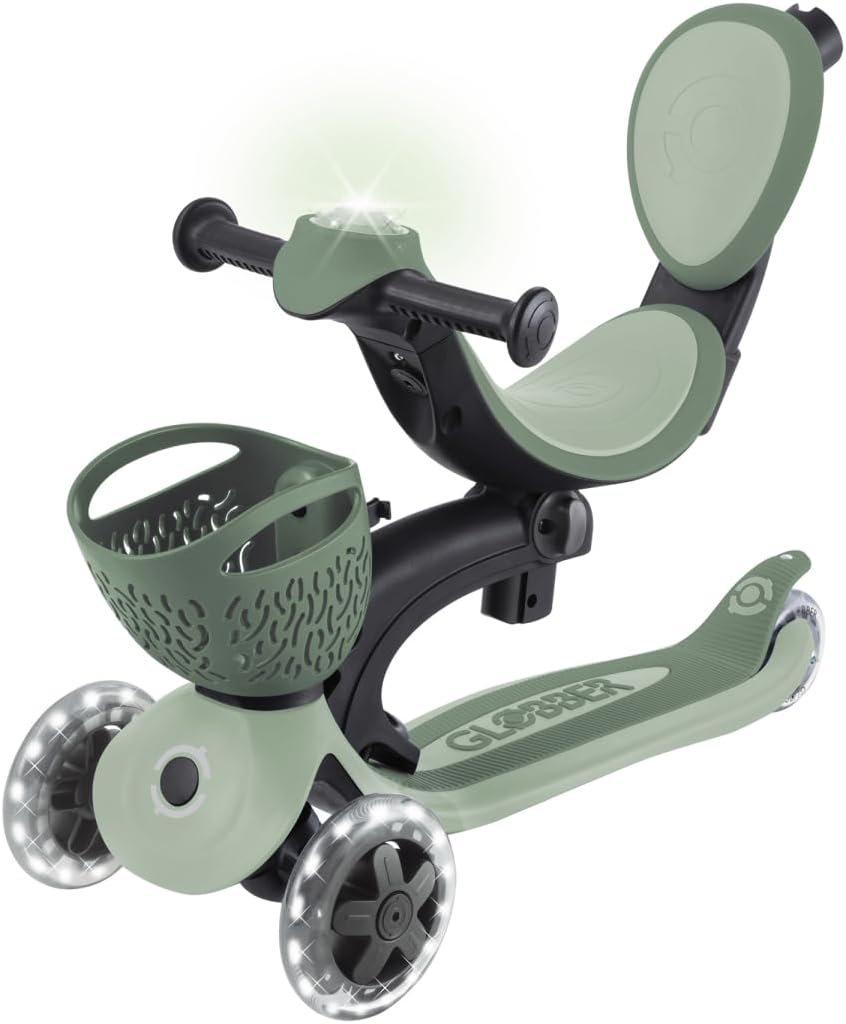 Detalle 2 de Globber GO•UP Baby 360 Lights – hulajnoga 3-kołowa z siedziskiem i oparciem