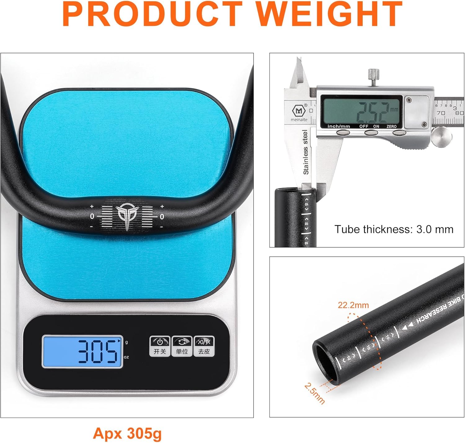 Thumbnail 6 de GEWAGE Guidon VTT Riser 25,4 mm (620 mm) en aluminium 6061, élévation 120 mm – version Black 120 mm